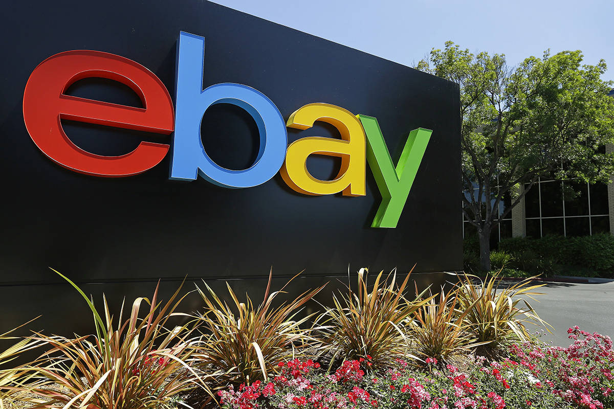 FILE - This Tuesday, July 16, 2013, file photo shows signage at eBay headquarters in San Jose, ...