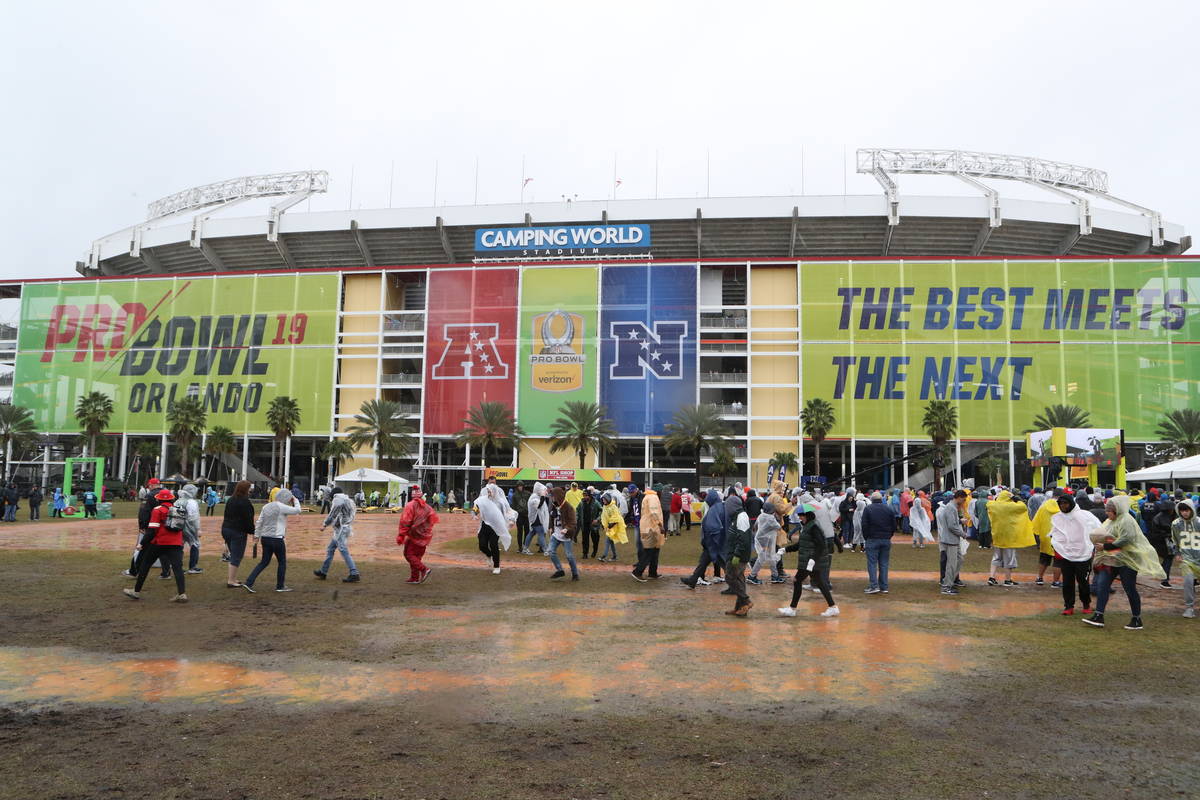 A general view exterior of Camping World Stadium is seen before the NFL Pro Bowl football game, ...