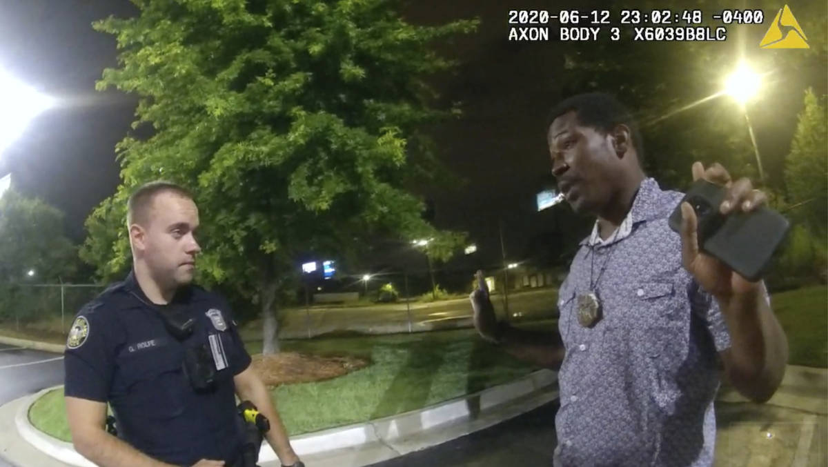 This screen grab taken from body camera video provided by the Atlanta Police Department shows R ...
