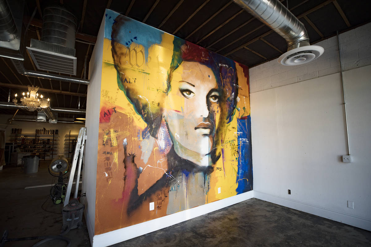 A mural of Kathleen Cleaver, a Black Panthers organizer, by artist Dray at a yet-to-open thrift ...