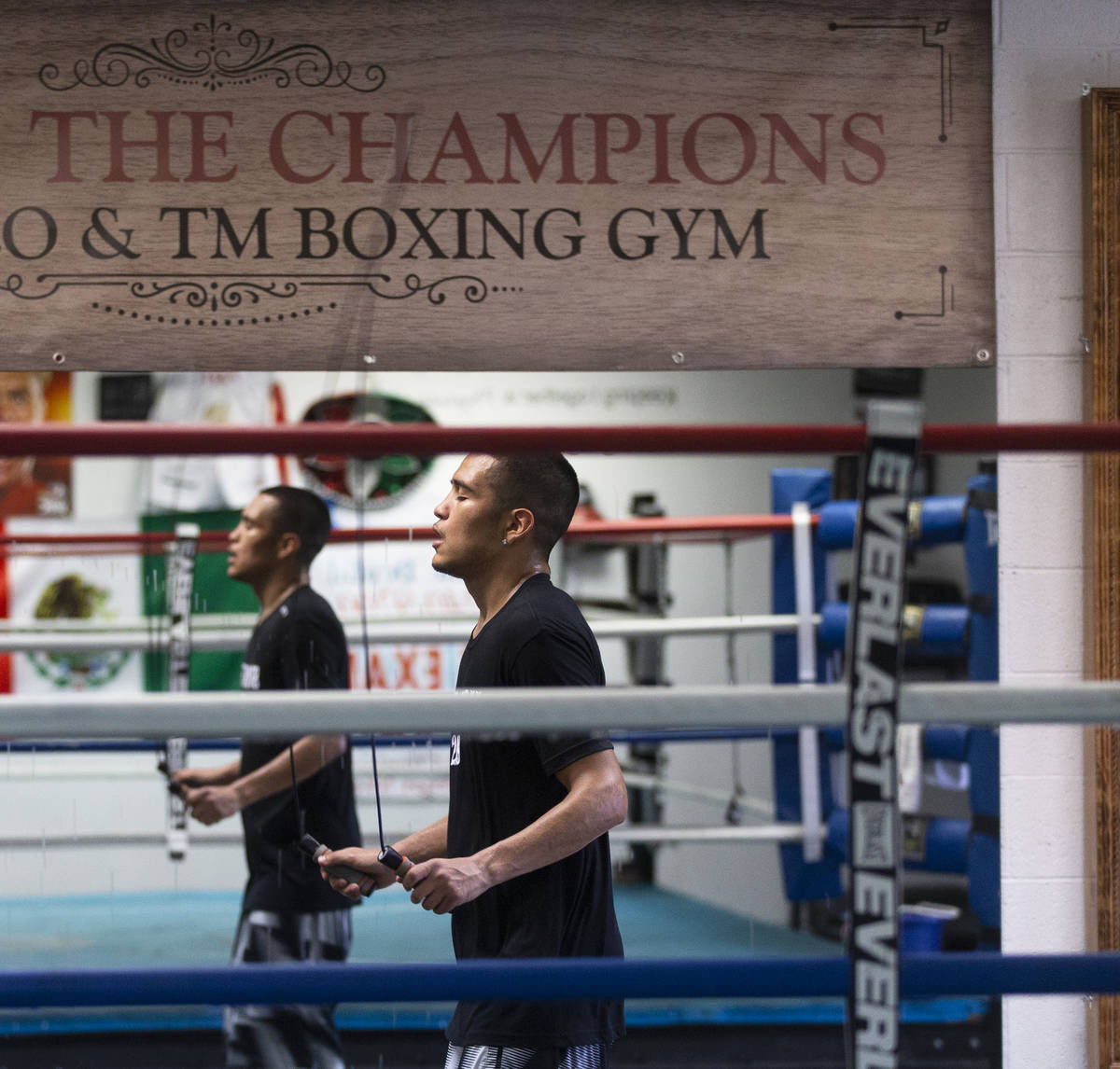 Gabe Flores Jr. works out at Capetillo & TM Boxing on Saturday, June 13, 2020, in Las Vegas ...