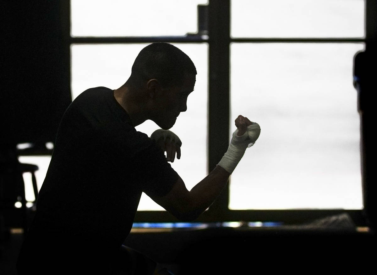 Gabe Flores Jr. works out at Capetillo & TM Boxing on Saturday, June 13, 2020, in Las Vegas ...