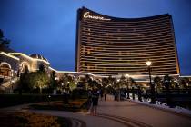 Guests take in the Mystic River during an invitation-only party at Encore Boston Harbor Thursda ...