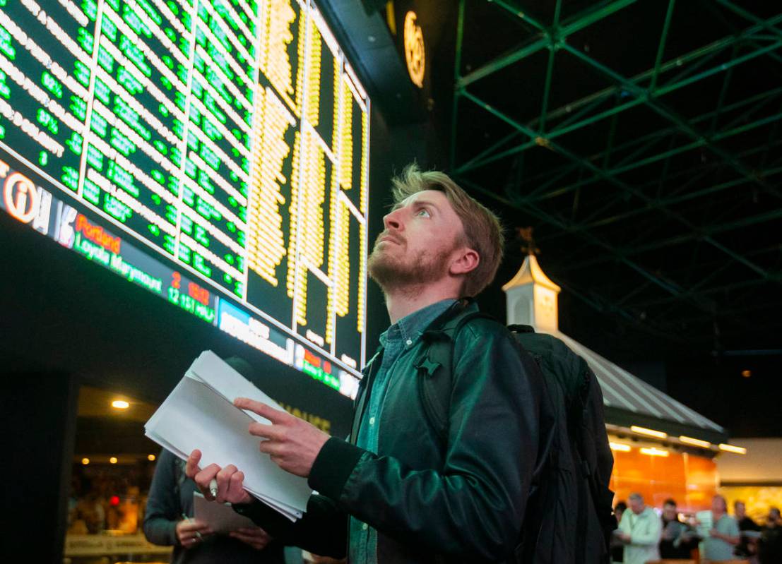 Professional sports bettor Rufus Peabody is shown at the Westgate sportsbook Thursday, Jan. 23, ...