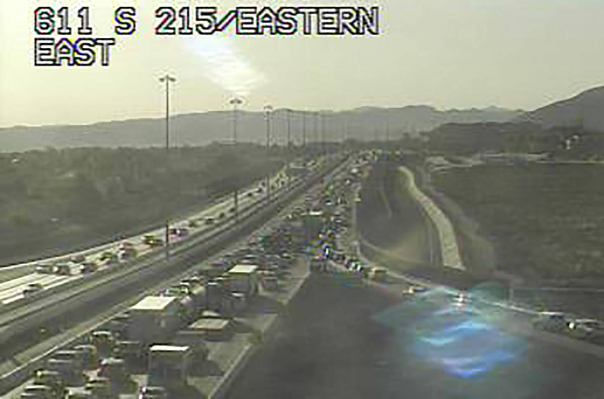 Traffic is heavy at Eastern and the 215 Beltway in Henderson after a closure near Pecos Road fo ...