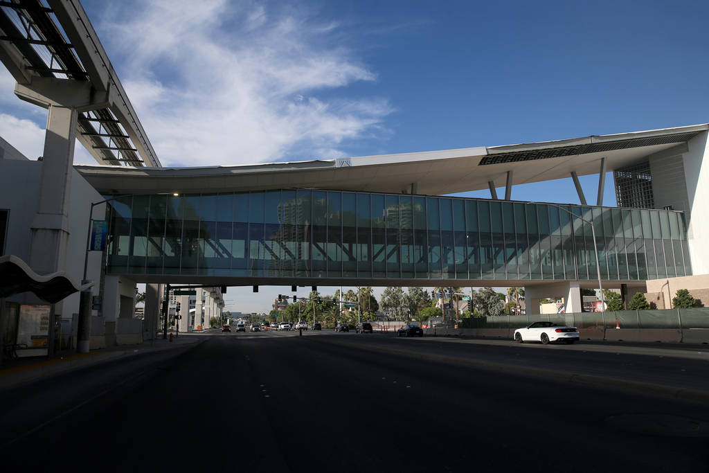 The pedestrian bridge connecting the Las Vegas Convention Center expansion project with North H ...