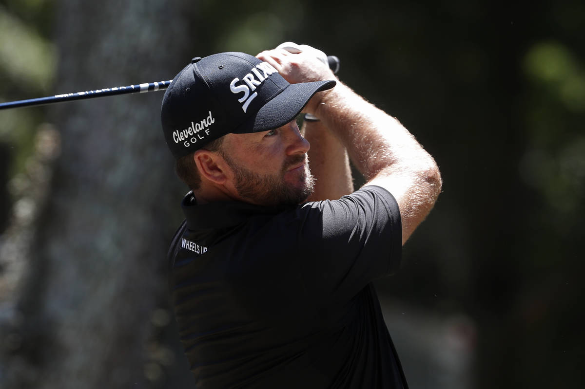 Graeme McDowell of Northern Ireland, hits from the 16th tee, during the first round of the RBC ...