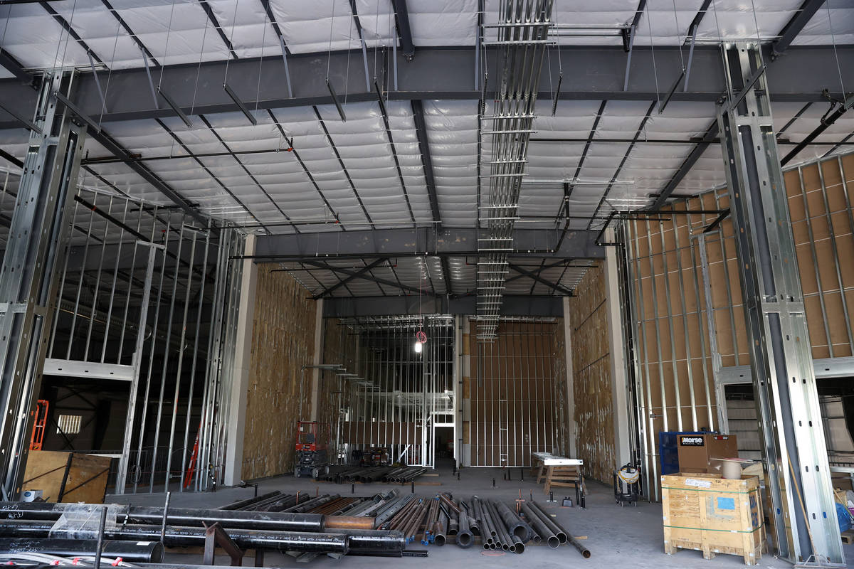 The future space of a restaurant under construction at the Henderson Silver Knights practice fa ...