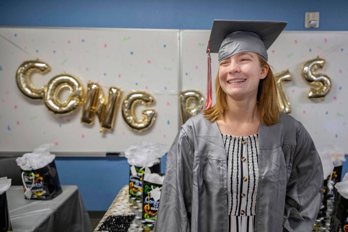 Arbor View High School graduate Joselyn Smith smiles during a graduation celebration at the Cla ...