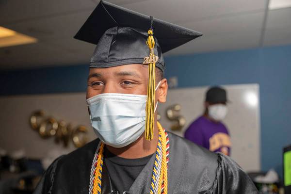 Jaden Hines, 18, a graduate of Nevada State High School, is seen during a graduation celebratio ...