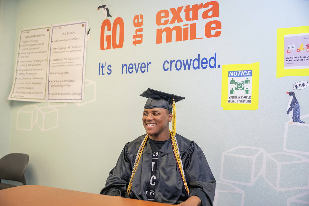 Jaden Hines, 18, a graduate of Nevada State High School, discusses his journey of foster care a ...