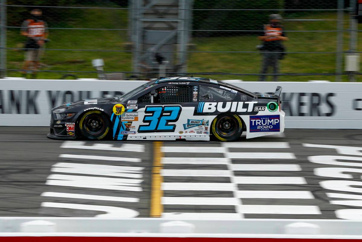 RETRANSMISSION TO CORRECT TO CUP SERIES AUTO RACE - The No. 32 car of Corey LaJoie displays a T ...