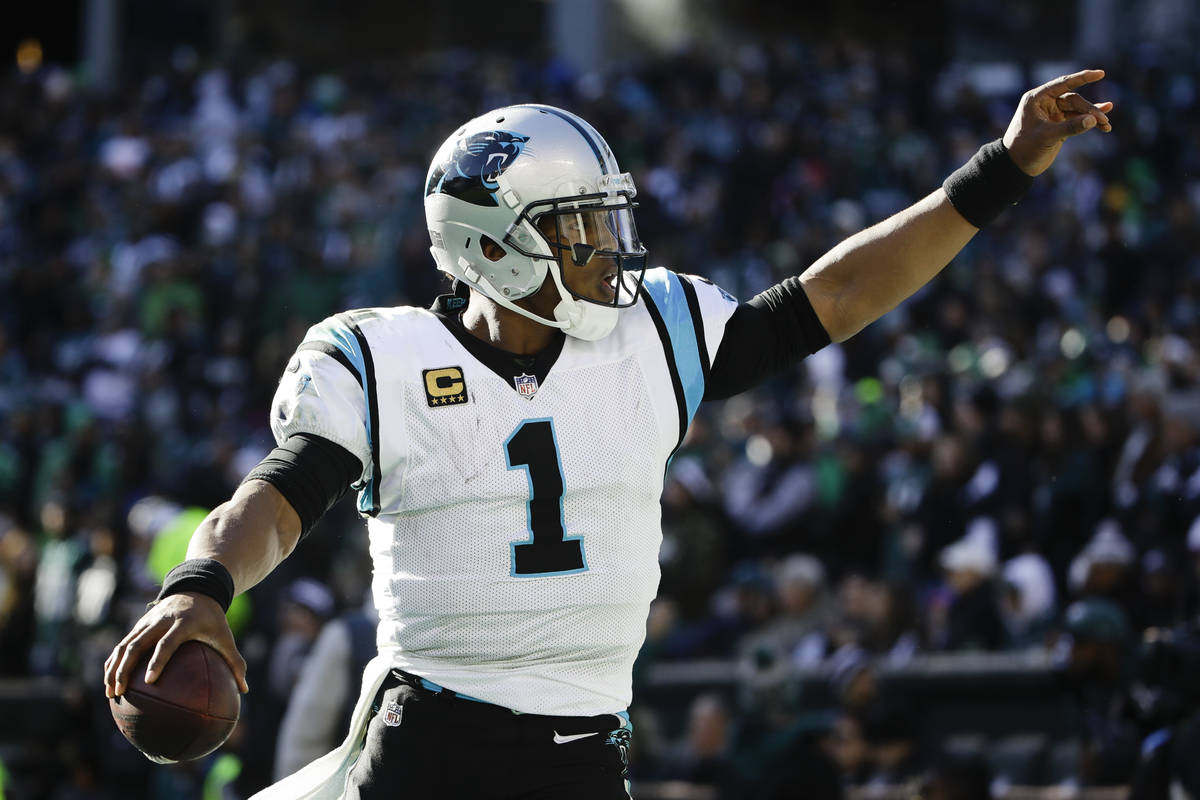 Carolina Panthers quarterback Cam Newton (1) in action during an NFL football game against the ...
