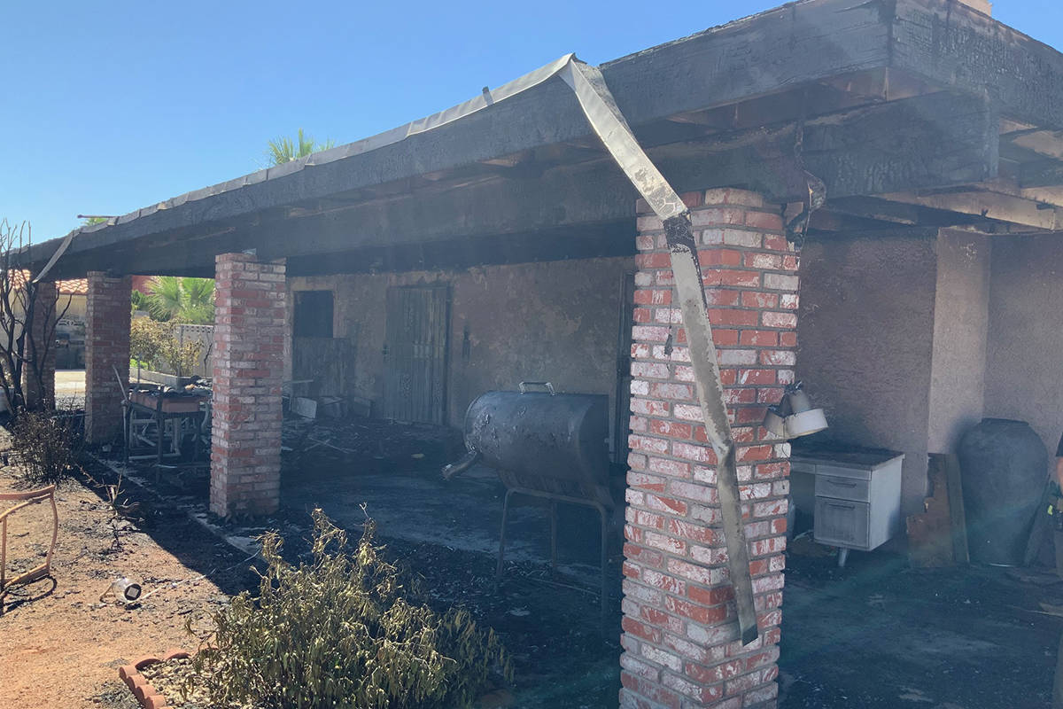 A house is damaged after a fire Sunday, July 5, 2020, at 1810 Gold Hill Ave. in Las Vegas. (Las ...