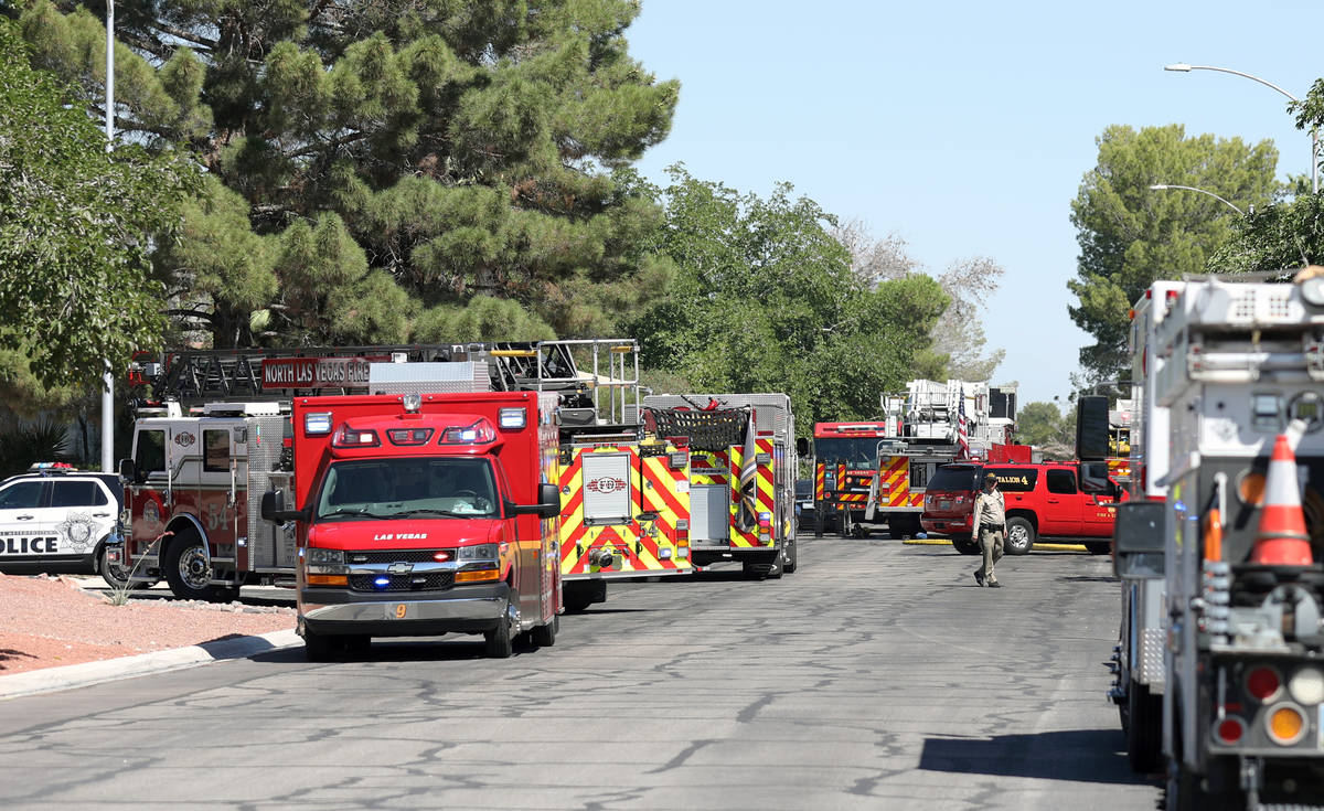 Las Vegas firefighters put out a house fire in the northwest Las Vegas Valley on the 4000 block ...