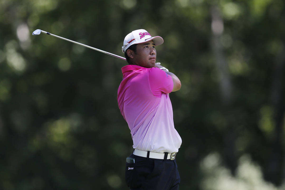 Hideki Matsuyama from Japan hits from the ninth tee during the second round of the Rocket Mortg ...