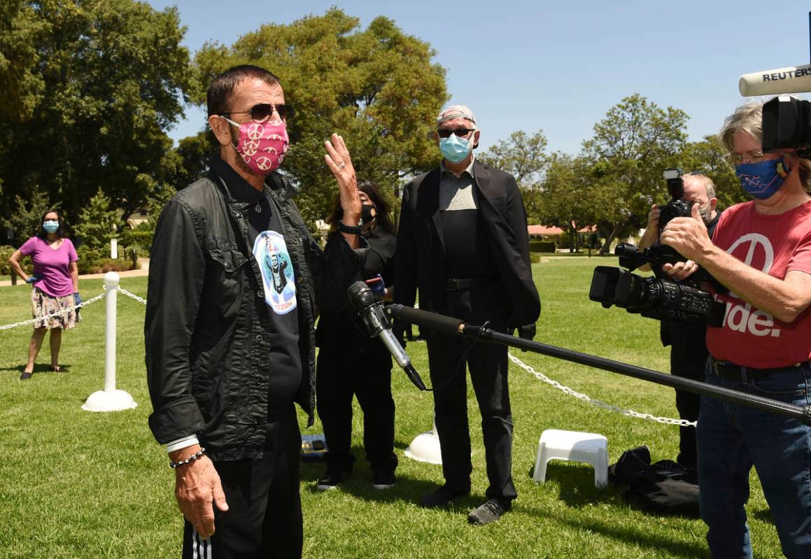 Musician Ringo Starr is interviewed at an event to celebrate his 80th birthday, Tuesday, July 7 ...