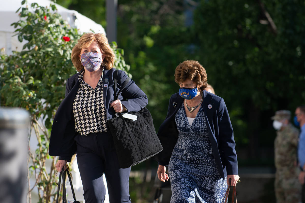 Nevada State Senator, Marilyn Dondero Loop, arrives at the Nevada Legislature on the first day ...