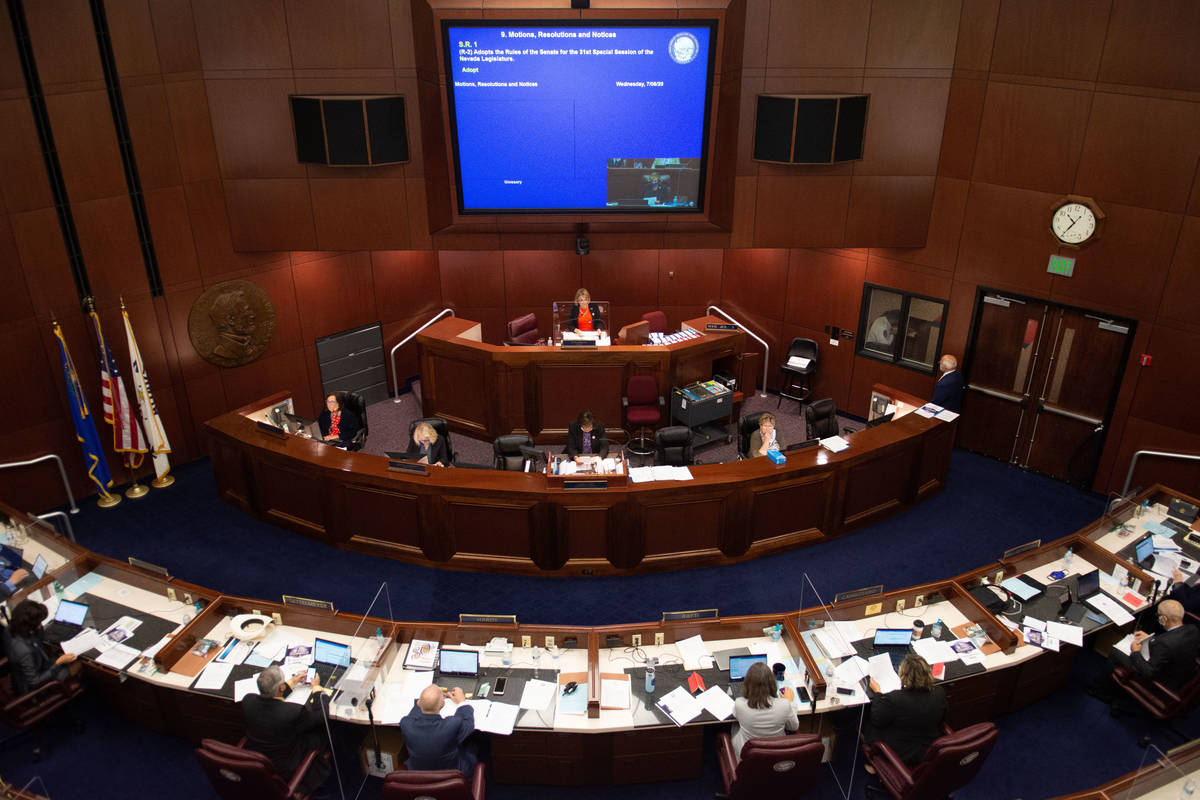 The Nevada State Senate chambers on the first day of the 31st Special Session of the Nevada Leg ...