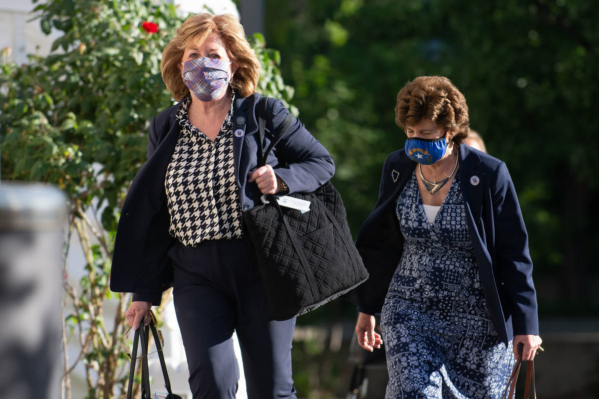 Nevada State Senator, Marilyn Dondero Loop, arrives at the Nevada Legislature on the first day ...