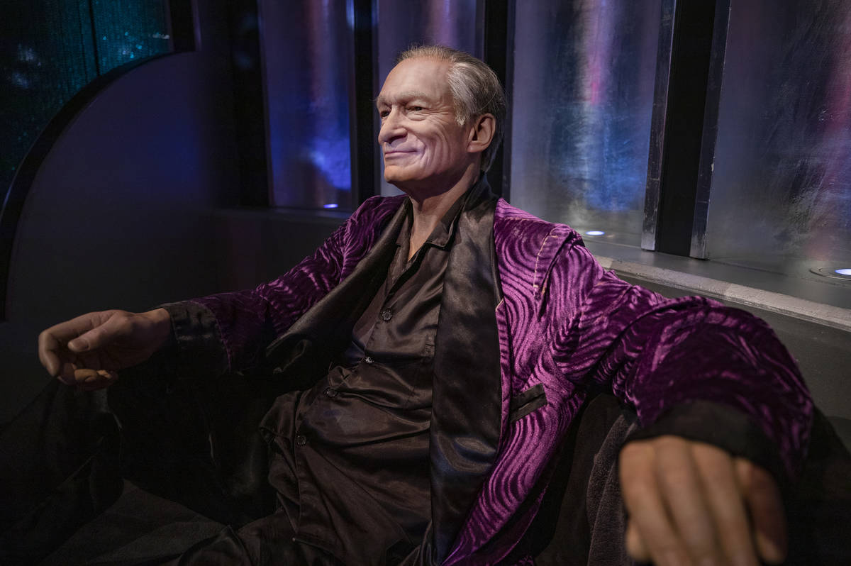 A wax figure of Playboy's Hugh Hefner is seen during a tour of Madame Tussauds Las Vegas wax mu ...