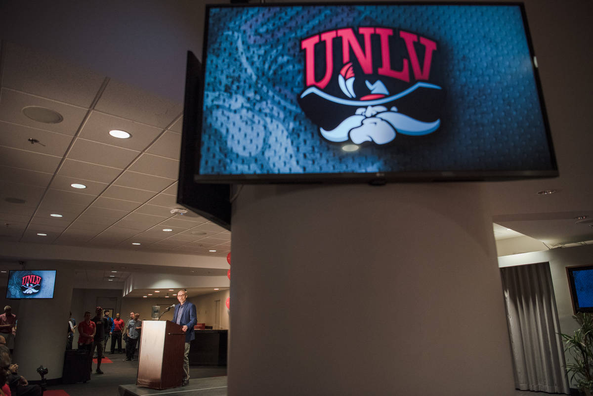 Dan Price, President of Adrenalin Inc., discusses the design process of the new UNLV logo at th ...
