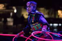 In this Aug. 10, 2018, photo provided by Anderson Gould Jr. shows hoop dancer Nakotah LaRance p ...