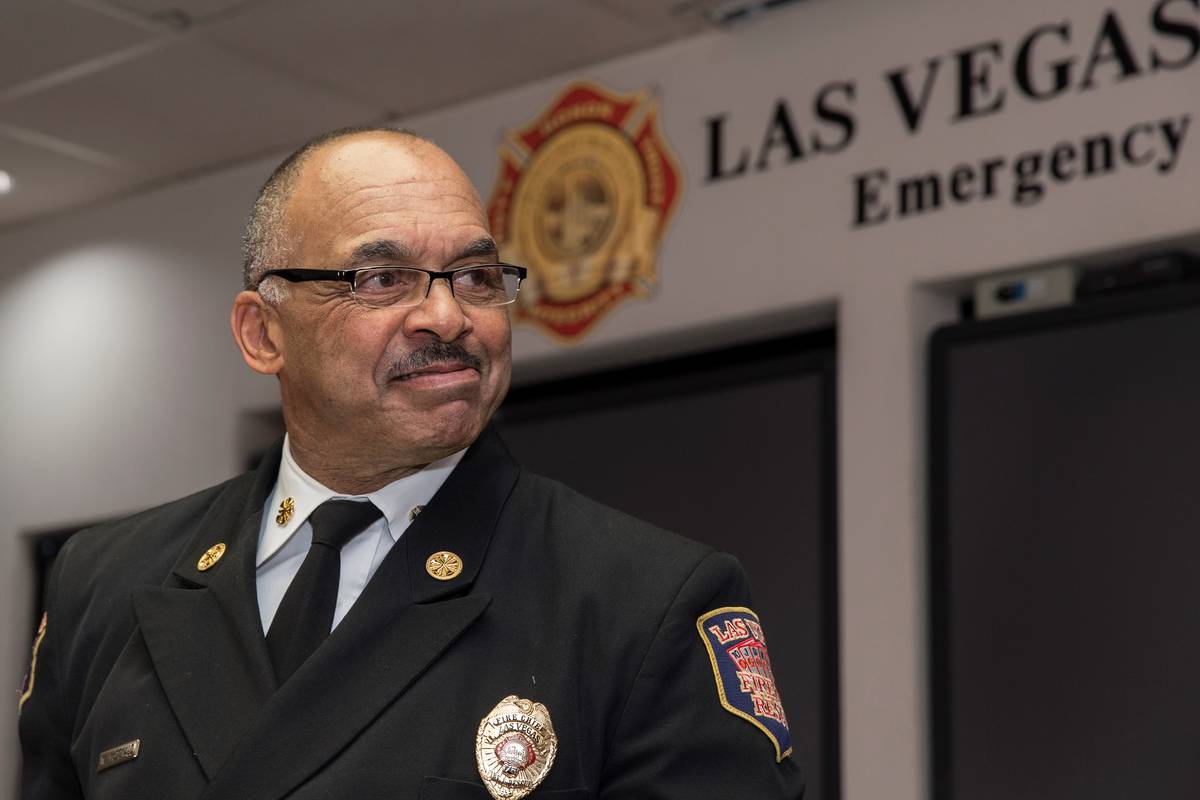 Las Vegas Fire and Rescue Fire Chief William McDonald, seen in 2019. (Benjamin Hager/Las Vegas ...