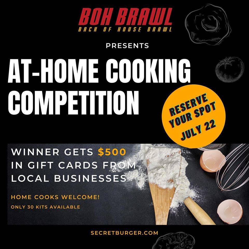 An online flyer for the Back of the House Brawl At-Home Cooking Competition (SecretBurger.com)