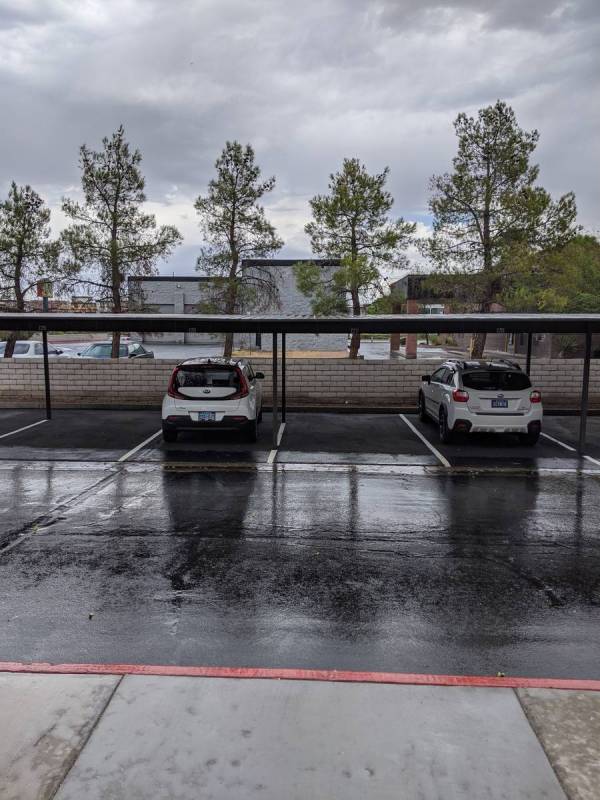 Some rainfall is seen Sunday, July 19, 2020, on the 4300 block of East Sunset Road in Henderson ...