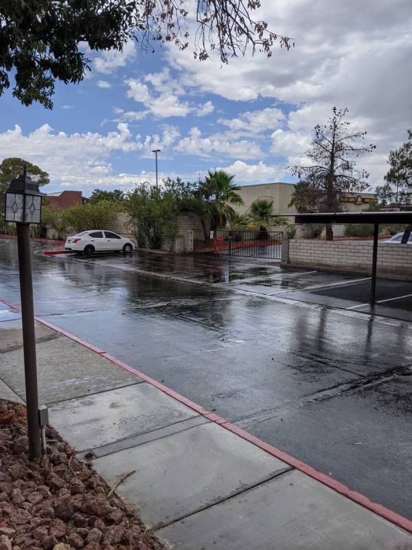 Some rainfall is seen Sunday, July 19, 2020, on the 4300 block of East Sunset Road in Henderson ...