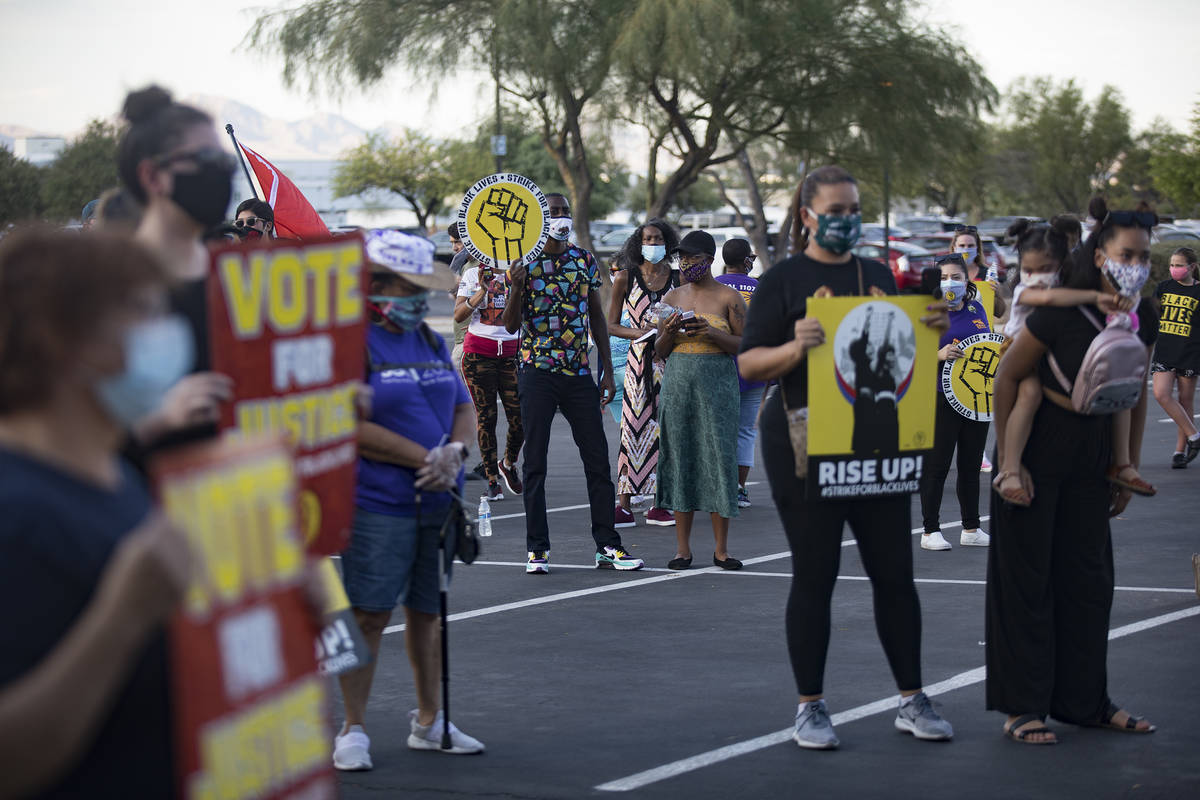 The crowd at a rally in support of Black Lives Matter hosted by the Service Employees Internati ...