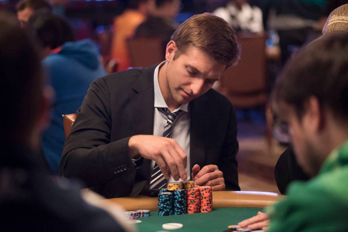 Professional poker player Tony Dunst is seen playing at the Main Event of the World Series of P ...