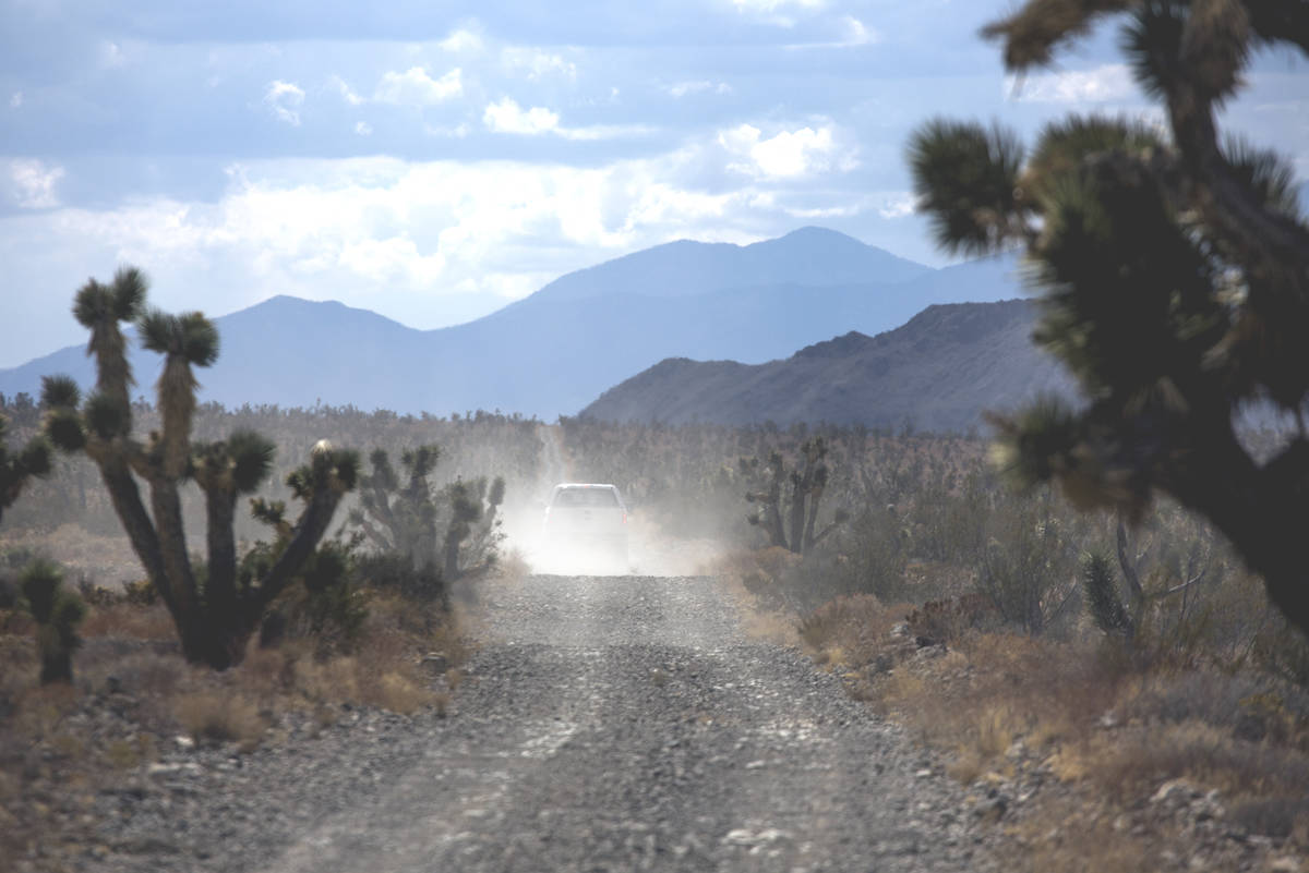 A U.S. Fish & Wildlife Service pickup travels south in the Desert National Wildlife Refuge on F ...