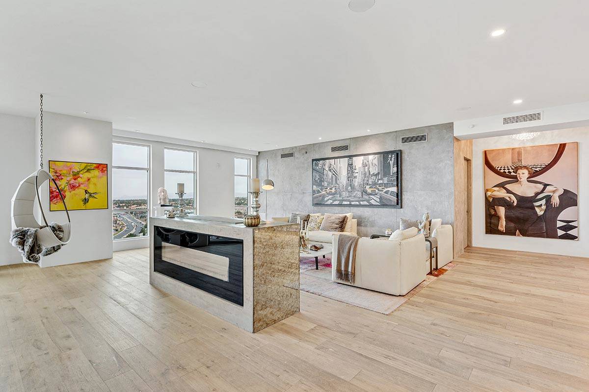This One Queensridge Place penthouse features a large kitchen. (Luxe Estates & Lifestyles)