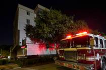 A firetruck is positioned outside the Chinese Consulate Wednesday, July 22, 2020, in Houston. A ...