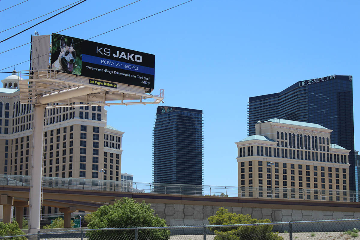 Billboard messages across the Las Vegas Valley purchased anonymously pay tribute to North Las V ...