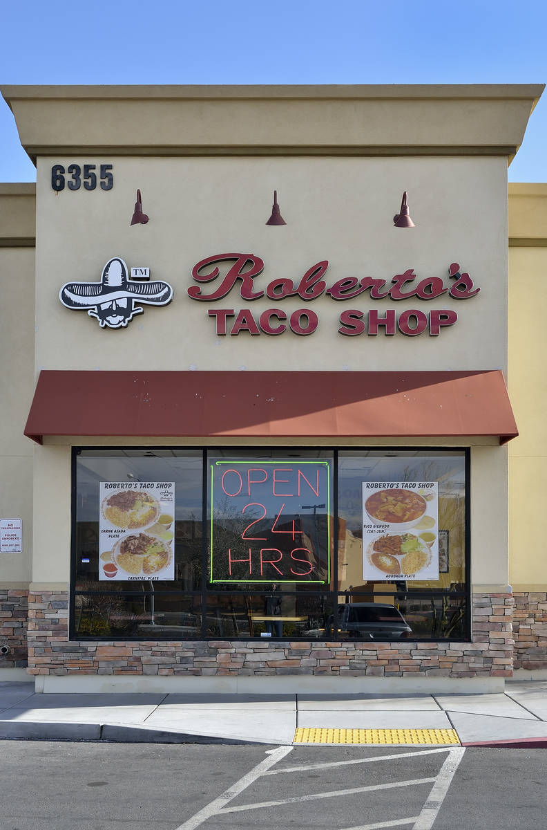 The exterior of Roberto's Taco Shop is shown at 6355 E. Russell Road in Henderson on Saturday, ...