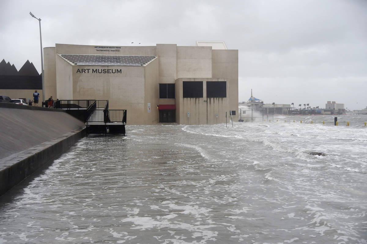 The Art Museum of South Texas is seen flooding during Hurricane Hanna, Saturday, July 25, 2020, ...