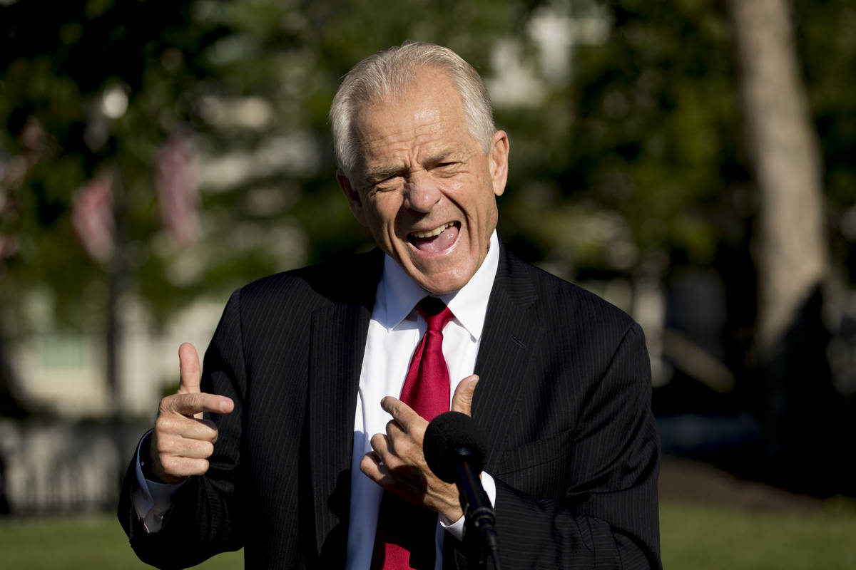 White House trade adviser Peter Navarro speaks with reporters outside the West Wing at the Whit ...