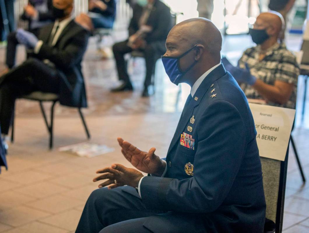Maj. Gen. Ondra Berry took part in a service Honoring Nevada's African American veterans for th ...