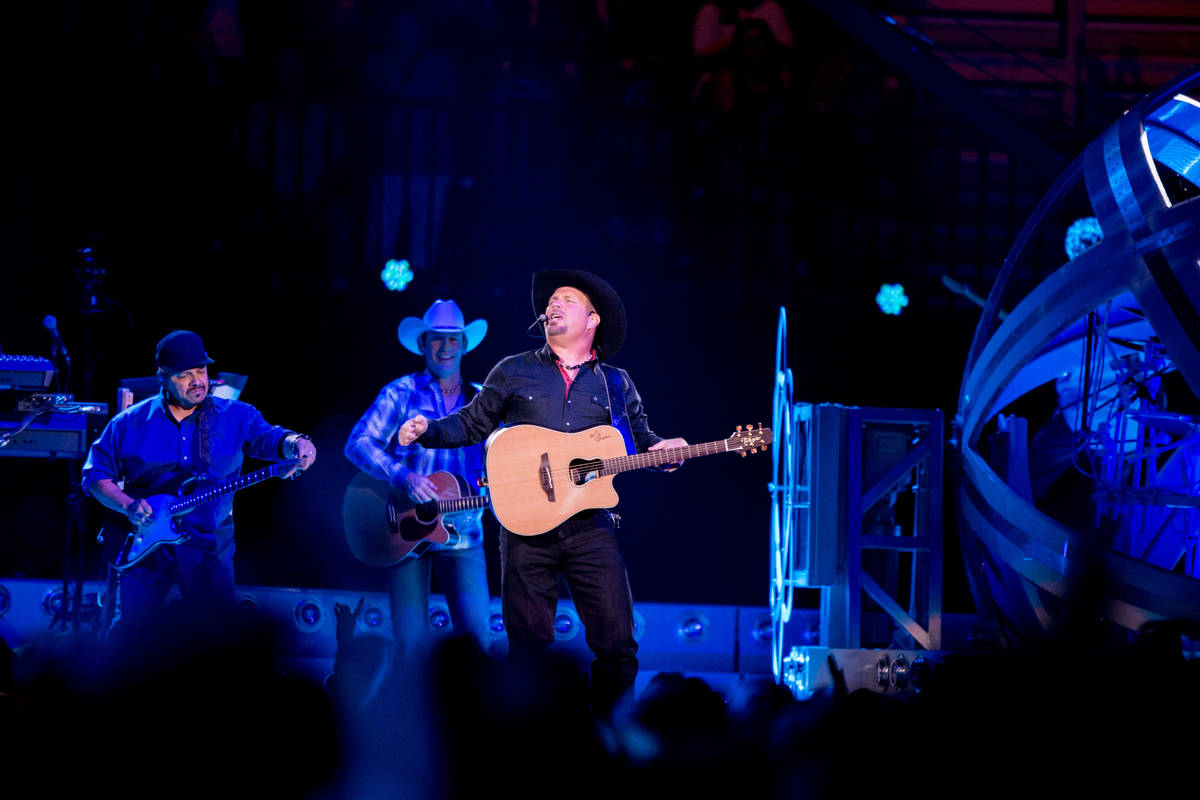 Country music star Garth Brooks performs at T-Mobile Arena Friday in Las Vegas as part of a wor ...