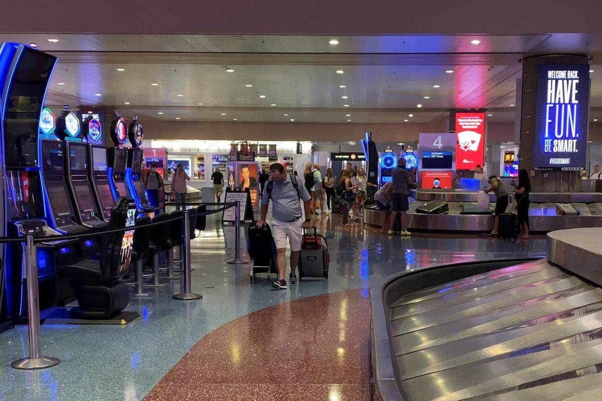 Travelers arrive in Las Vegas at McCarran International Airport on Friday June, 5, 2020. (Mick ...