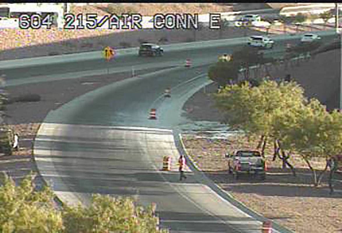 A 215 Beltway ramp leading to McCarran International Airport is closed on Wednesday, July 29, 2 ...