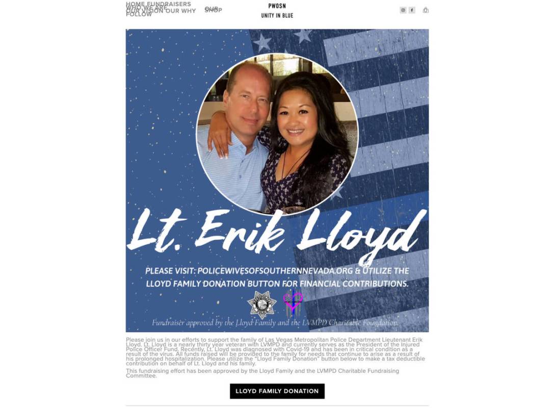 A fundraising page for Metropolitan Police Department Lt. Erik Lloyd is posted to the website o ...