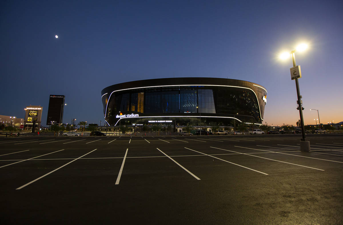 A parking lot at Allegiant Stadium in Las Vegas on Thursday, July 30, 2020. The stadium, home t ...