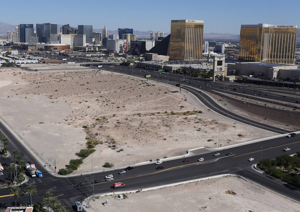 The lot where officials want to build a NFL football stadium to draw the Raiders to Las Vegas i ...