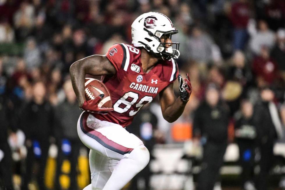 South Carolina wide receiver Bryan Edwards (89) returns a kick during the second half of an NCA ...