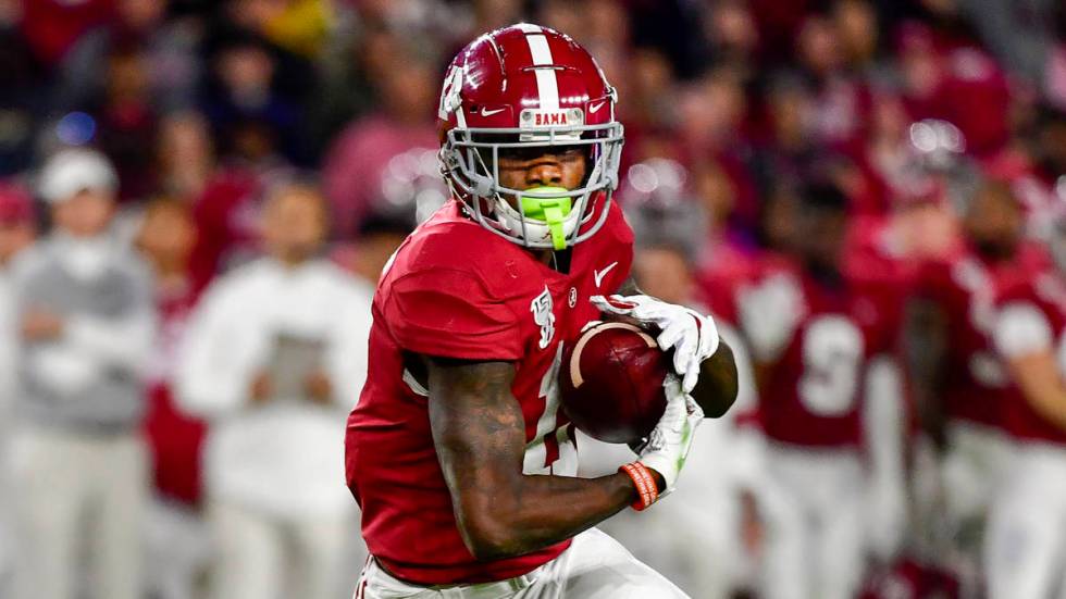 Alabama wide receiver Henry Ruggs III in an NCAA football game Saturday, Nov. 9, 2019, in Tusca ...