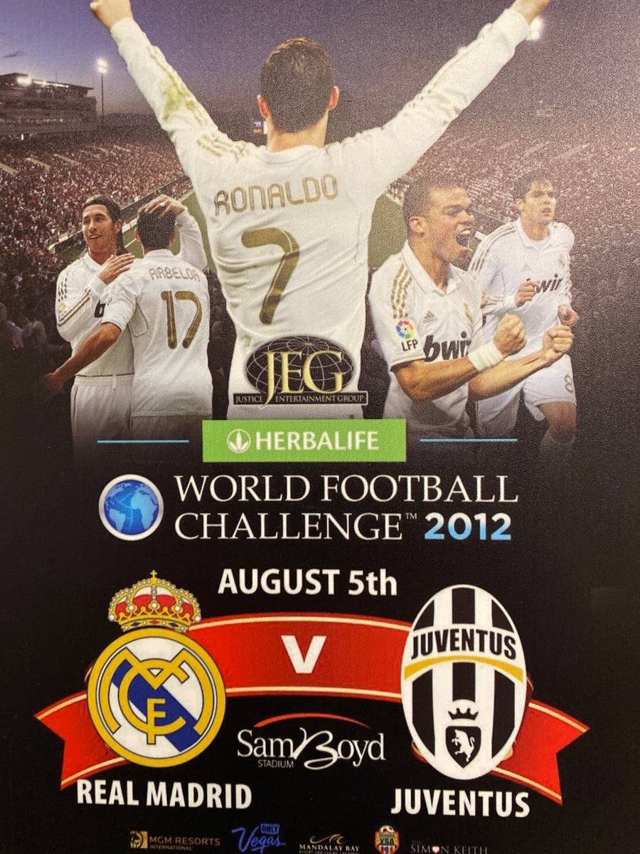 Original promotional poster for the World Football Challenge of 2012, Real Madrid vs. Juventus ...